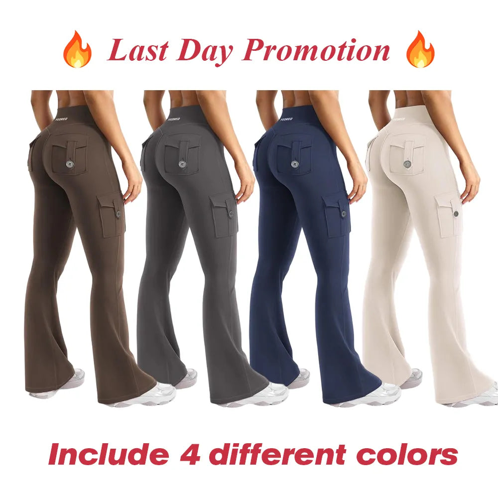 Women's athletic flared leggings with pockets