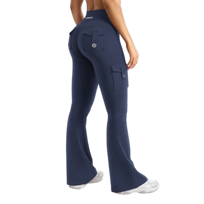 Women's athletic flared leggings with pockets