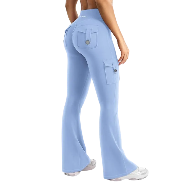 Women's athletic flared leggings with pockets