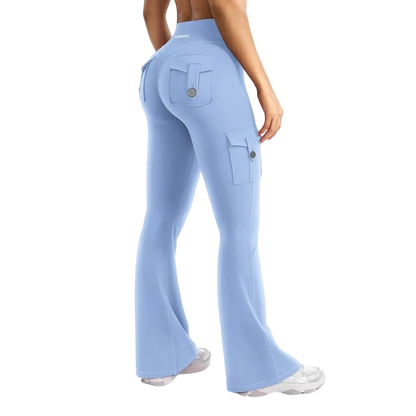 Women's athletic flared leggings with pockets