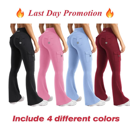 Women's athletic flared leggings with pockets
