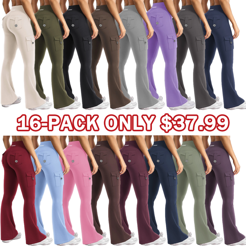Women's athletic flared leggings with pockets