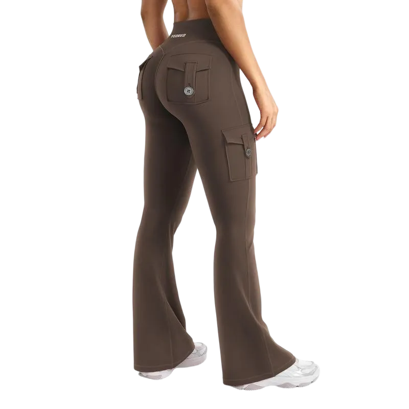 Women's athletic flared leggings with pockets
