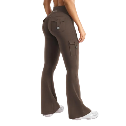 Women's athletic flared leggings with pockets
