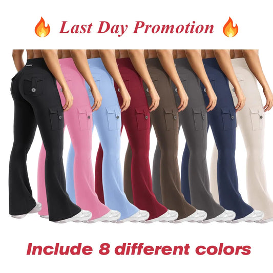 Women's athletic flared leggings with pockets