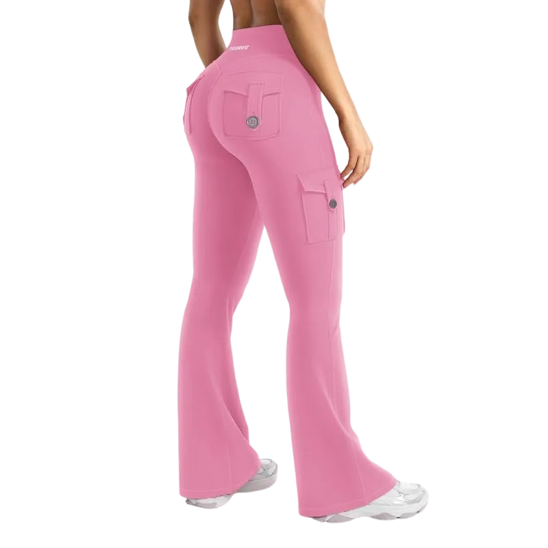 Women's athletic flared leggings with pockets