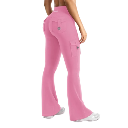 Women's athletic flared leggings with pockets