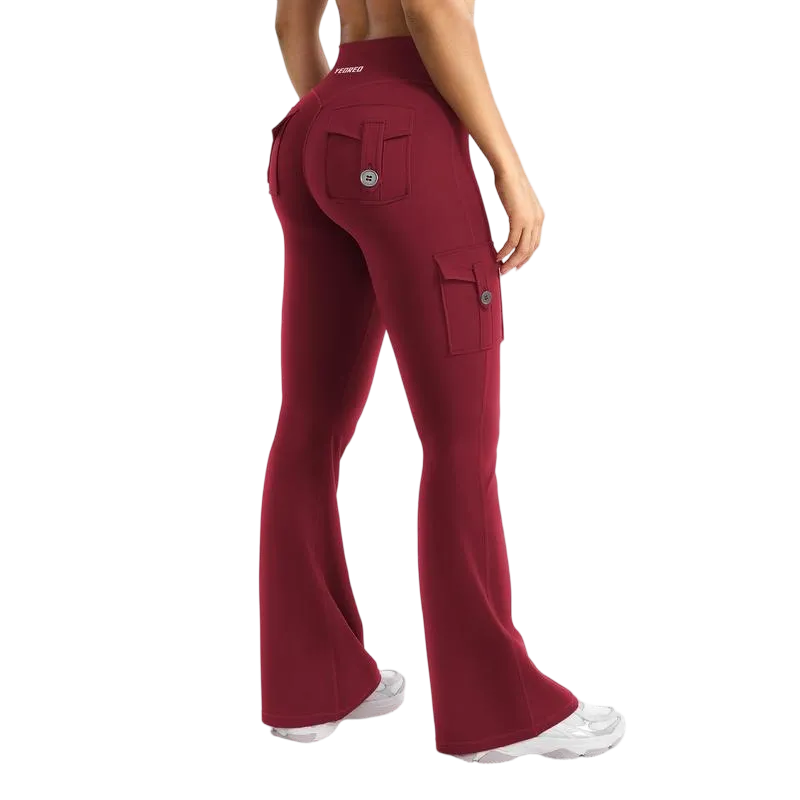 Women's athletic flared leggings with pockets