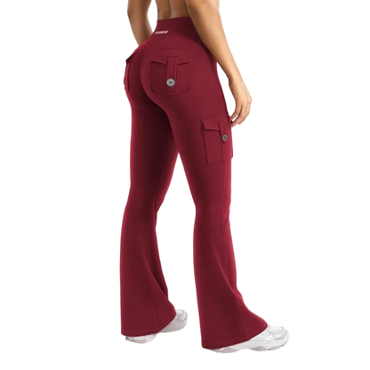 Women's athletic flared leggings with pockets